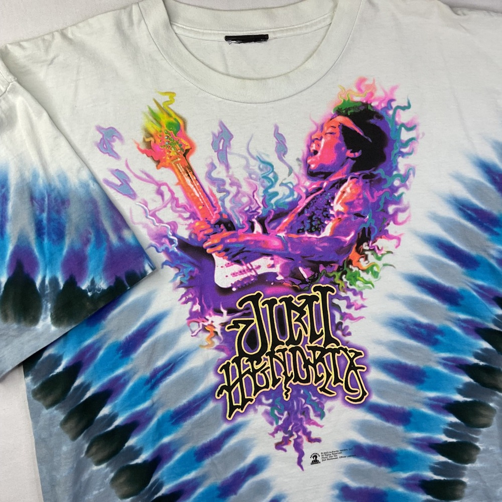 Vintage 2003 Jimi Hendrix Purple Haze Tie Dye Graphic T-Shirt Blue Purple Large